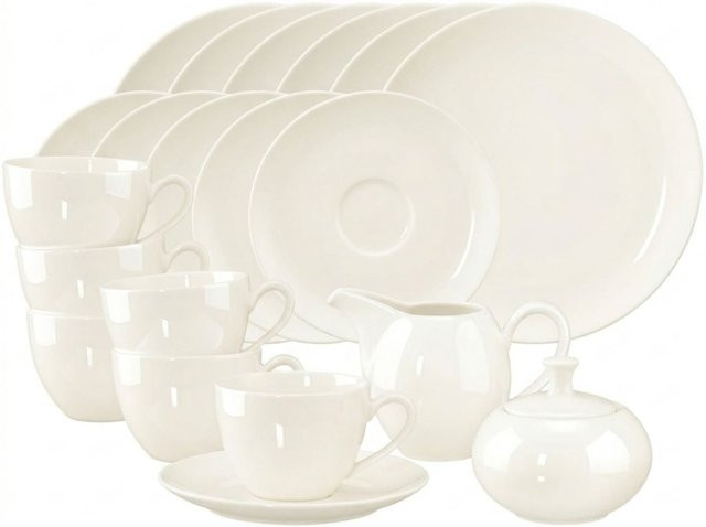 Seltmann Weiden Kaffeeservice Savona Fine Diamond aus Porzellan, 20er Set, Beige und Weiß - Bild 1