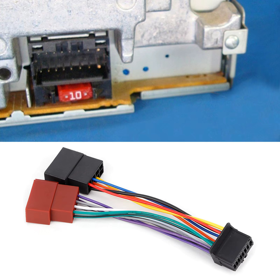 Qiilu 16-poliger Stereo-Kabelbaum mit 16-poligem Anschluss auf ISO 8-poligen Stecker in Multicolor für Fahrzeuge ab Baujahr 2003 - Bild 2