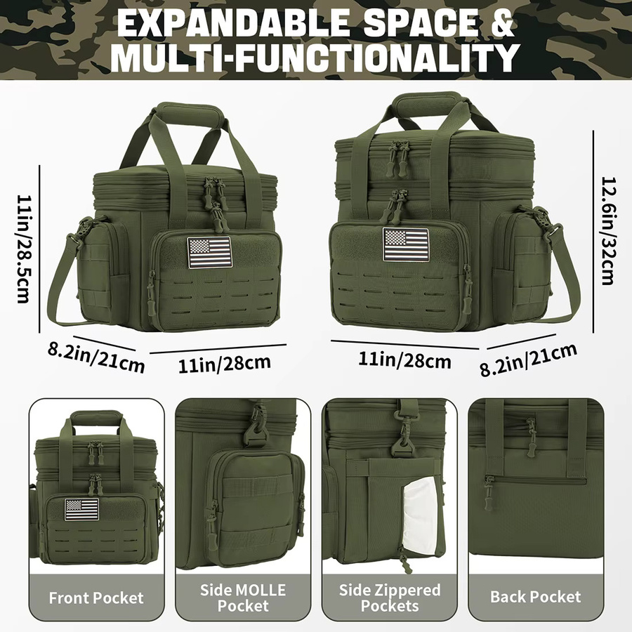 ReFire Gear Taktische Lunchbox, isolierte und auslaufsichere Kühltasche für Outdoor und Camping, Schwarz oder Grün, B/T/H: 28,5 x 28,0 x 1 d cm - Bild 2