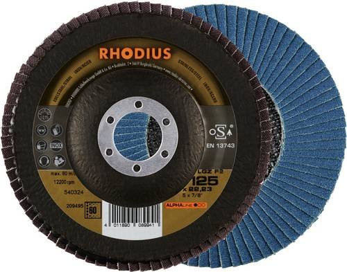 Rhodius Fächerschleifscheibe LGZ F2 Körnung 60 für Edelstahl und Stahl, 10 Stück, Mehrfarbig - Bild 1