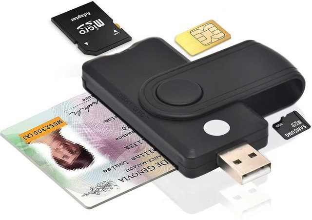 UTHAI USB-CCID Smartcard-Lesegerät für IC, ID, EMV, SD und TF Karten in Schwarz mit USB-A Anschluss für Windows und Linux - Bild 1