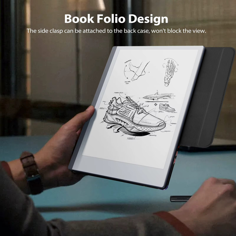 Moko Schutzhülle für Remarkable 2 mit 2-Tablett-Design, ultra dünne Magnet-Hülle mit integriertem Stifthalter, leichte Buch-Folio-Hülle in Braun - Bild 2