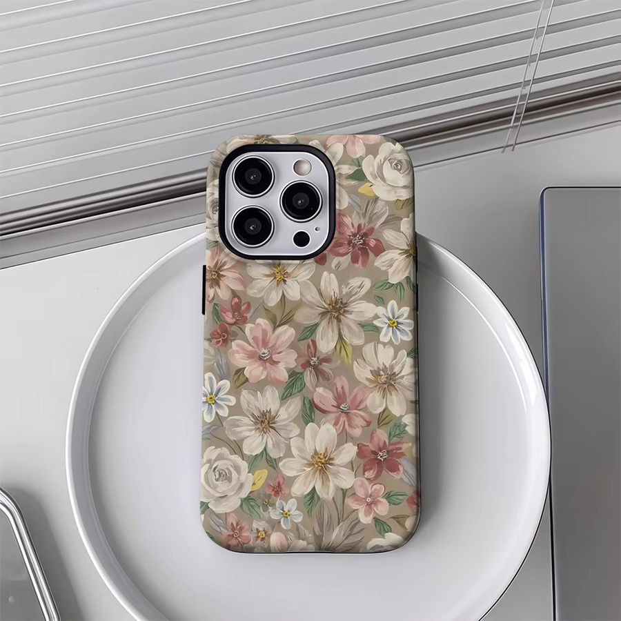 Potdemiel Magnetische Handyhülle mit Blumen-Design für iPhone 17 16 15 14 13 Pro Max Plus, Robuste Ein- und Doppelschicht-Schutzhülle, Multicolour - Bild 4