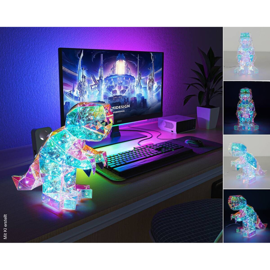Nolo LED-Dekoleuchte Dino in Transparent Pearl, Tischleuchte für das Kinderzimmer, B/H/T: 18,5 x 15 x 8 cm - Bild 3