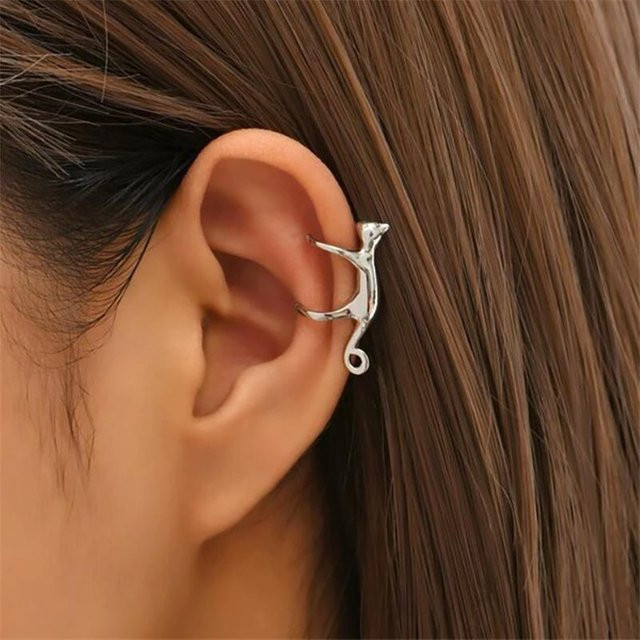 RINHOO FREUNDSCHAFT Ohrring, Kletterkatze, Metall, Silber, Damen - Bild 1