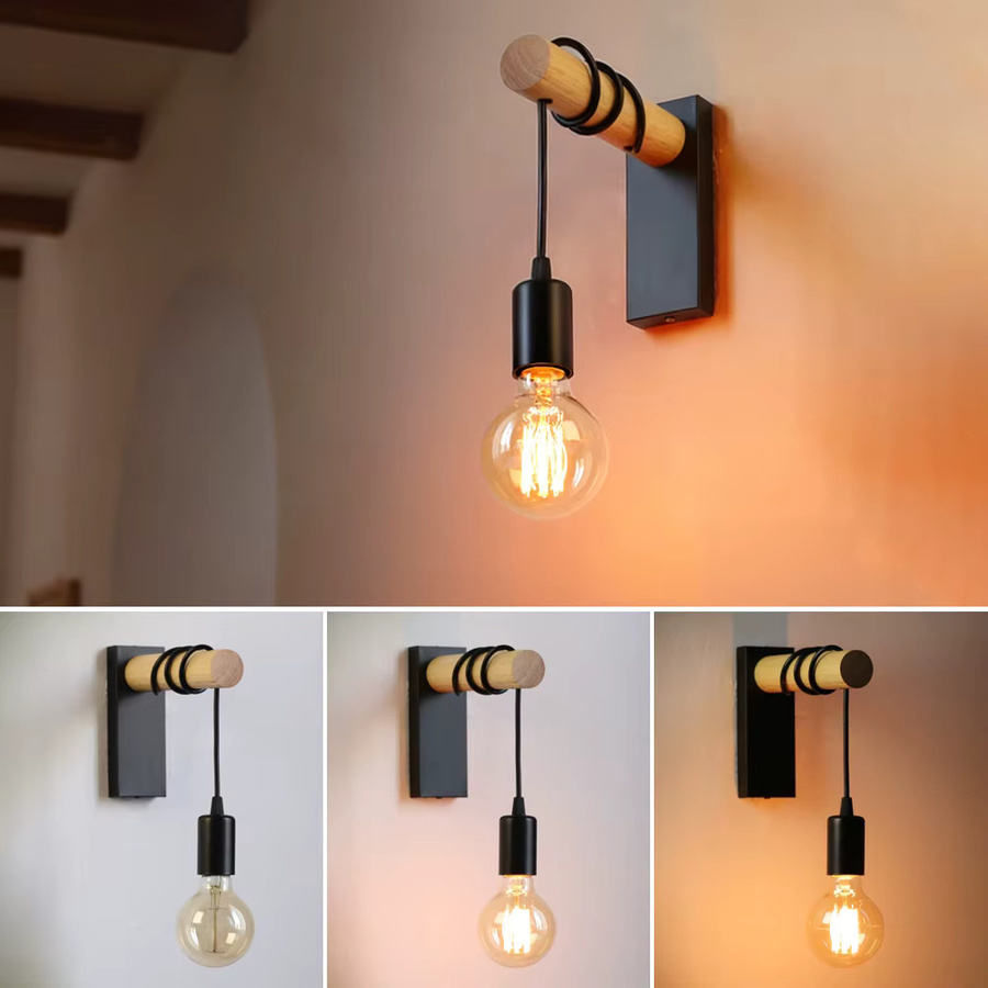 YNL Vintage Retro Wandleuchte im Industrial Design mit E27 Fassung, Schwarz und Transparentem Glas für Schlafzimmer und Esszimmer - Bild 2
