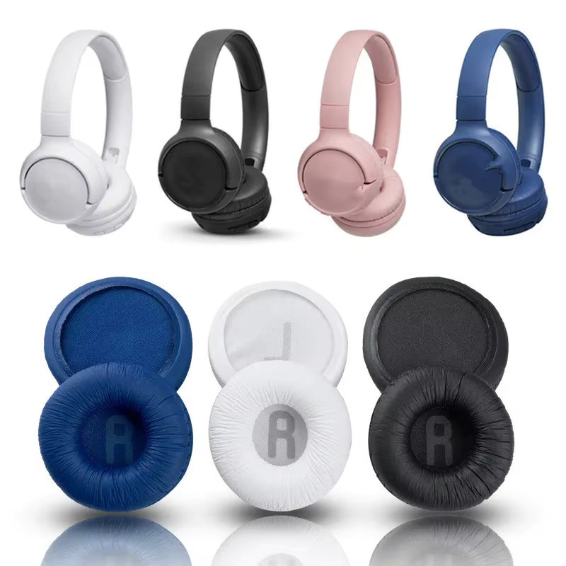 JBL Ersatz-Ohrpolster aus weichem Leder und Schaumstoff für T450 T450BT T500BT T520BT JR300BT JR310BT Kopfhörer, 70 mm, Weiß/Mehrfarbig - Bild 2