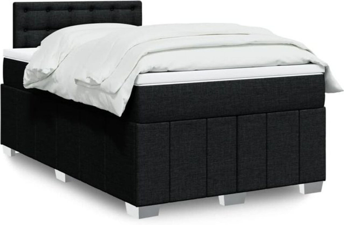 vidaxl Boxspringbett mit Matratze in Schwarz aus Stoff und Holzwerkstoff B/T/H: 200 x 120 x 100,5 cm - Bild 1