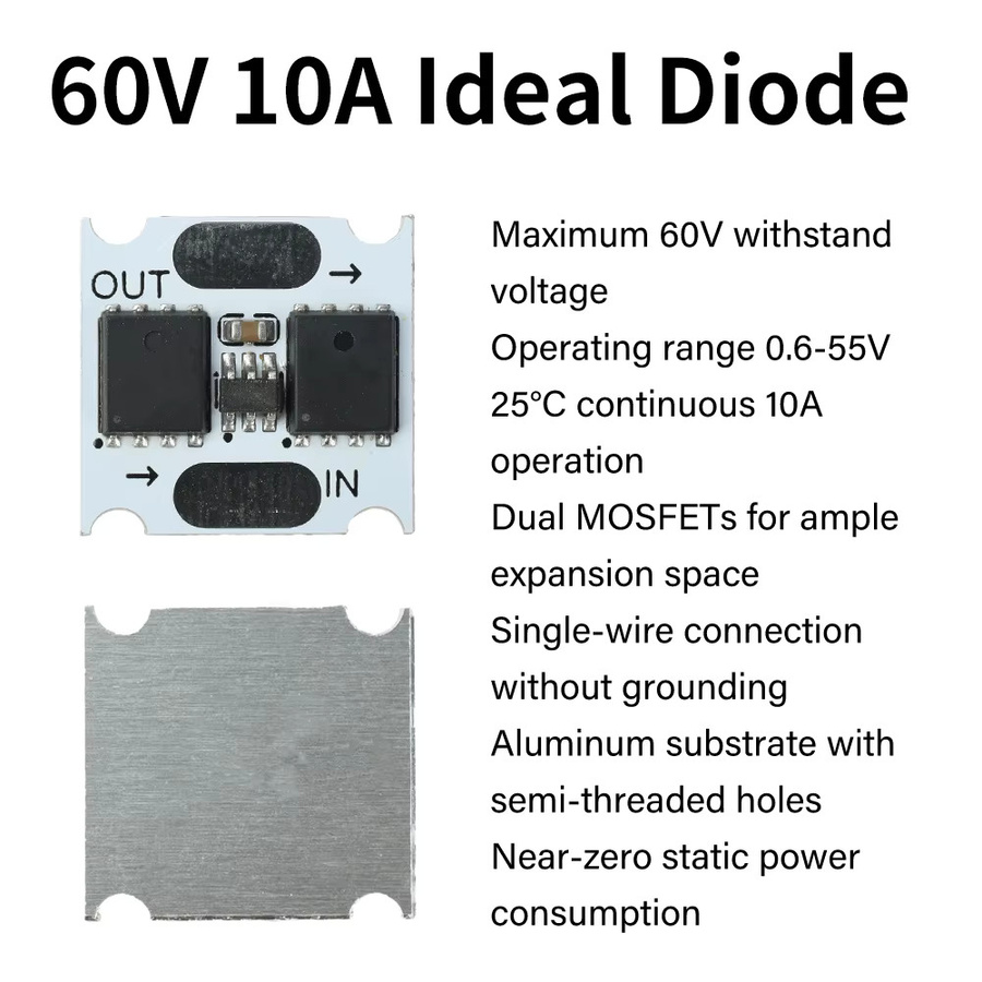 Gaqqee Idealdioden Mini-Gleichrichter mit Rückfluss- und Rückstromschutz, Schwarz, 100V/30A 60V/10A - Bild 2