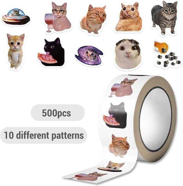 500 Stück Niedliche Katzen Aufkleber aus PET in Multicolor von Linyi Toy - Bild 1