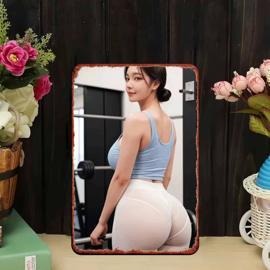 CIFBUY Vintage Metallblechschild Fitness Frauen Wanddekoration Mehrfarbig - Bild 2