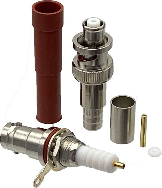 RP-BNC Stecker und Buchse Set mit Schott SHV 5000V Hochspannung RF Koaxial Adapter in Silber für RG5 RG6 Kabel und Audio Lautsprecher - Bild 1