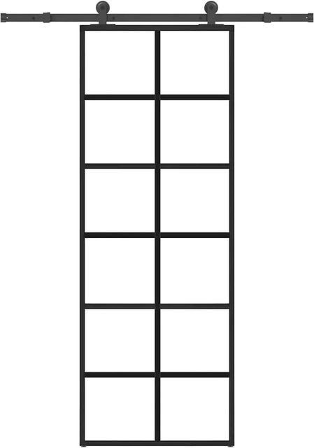vidaXL Schiebetür modern aus ESG-Glas und Aluminium in Schwarz und Transparent, B/H: 76 x 205 cm - Bild 1