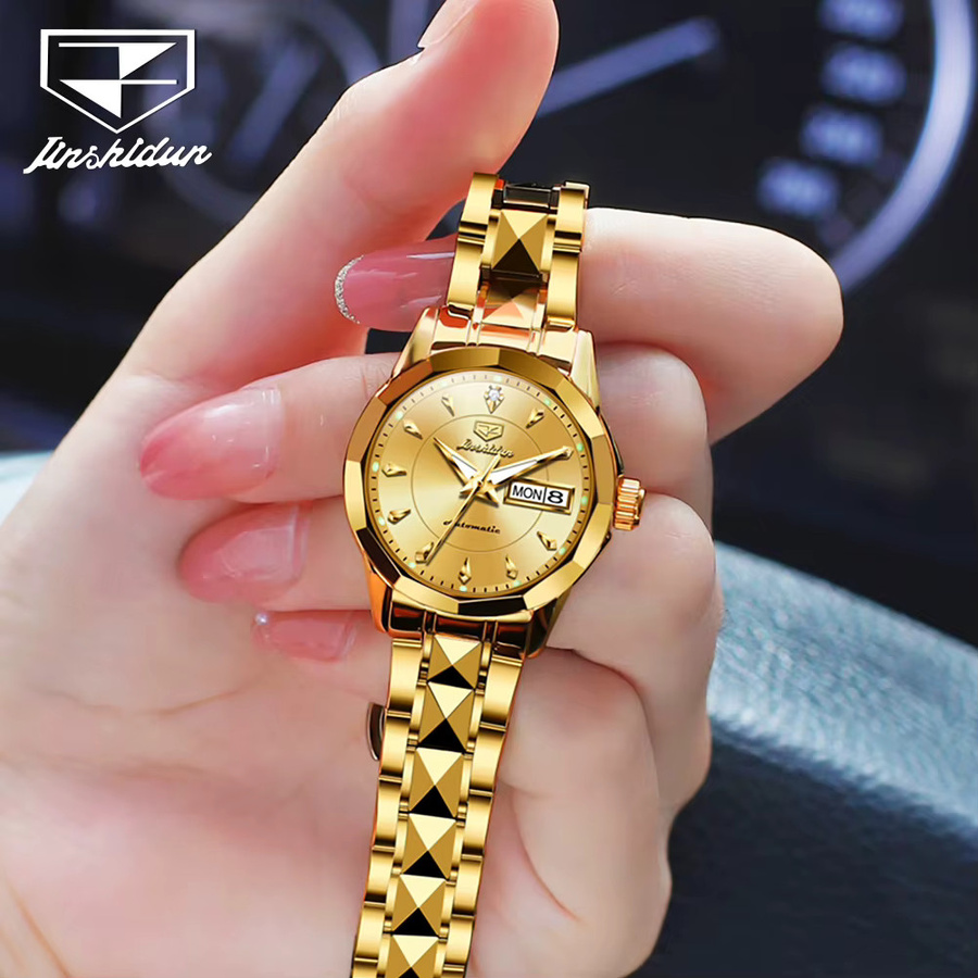 JSDUN Armbanduhr Automatik, Edelstahl, Gold, Damen - Bild 3