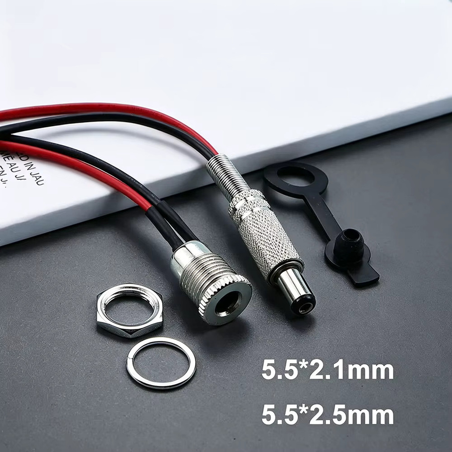 DC099 Stecker und Buchse Set mit Schweißdraht in Silber, 5,5 x 2,1/2,5 mm, Hochstrom-DC-Anschluss für 30 V und 5 A - Bild 2