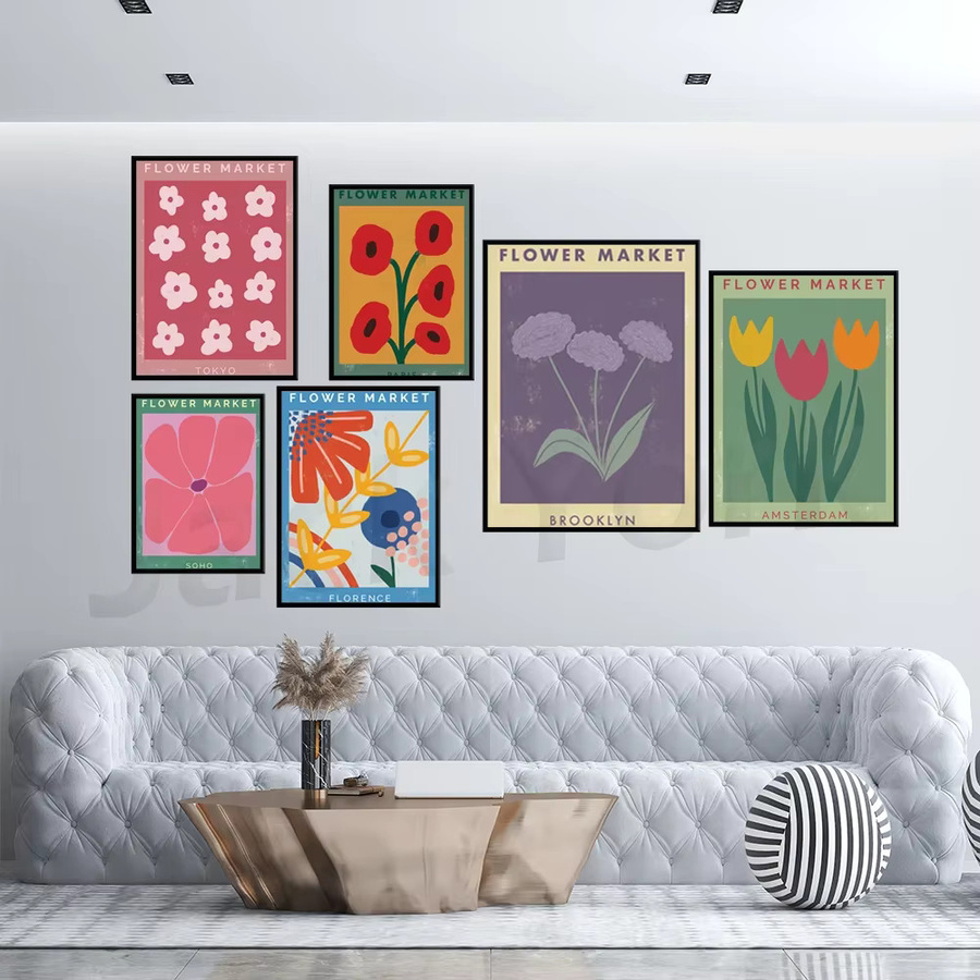 ReachMani Tokio Blumenmarkt Reiseplakat als druckbare Wandkunst im botanischen Retro-Boho-Stil, mehrfarbig - Bild 2