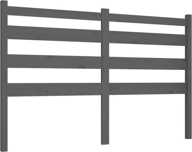 vidaXL Kopfteil aus Massivholz Kiefer in Grau mit Lattendesign, B: 156 cm, T: 4 cm, H: 100 cm - Bild 1