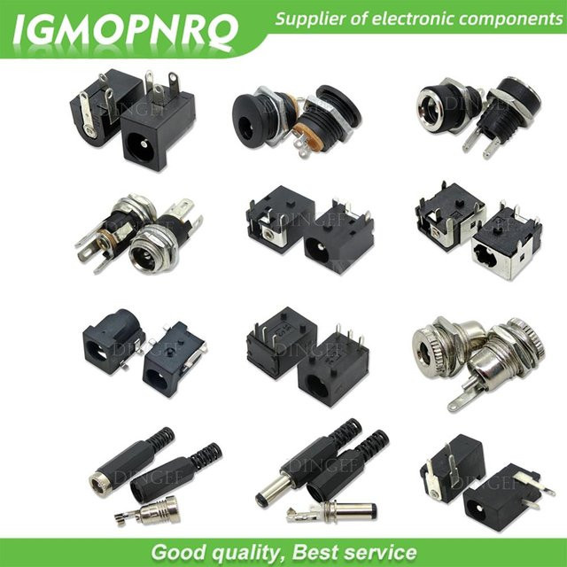 10er Set DC Power Jack Buchse und Stecker Set, 5,5 x 2,1 mm und 3,5 x 1,3 mm, männlich und weiblich, Panel Mount Adapter, Schwarz - Bild 1