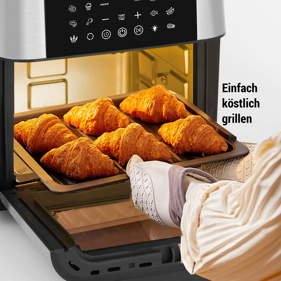 Sinaopus Heißluftfritteuse Küchenmaschine mit LED-Touch-Steuerung und Sichtfenster, 12 l, Edelstahl - Bild 5