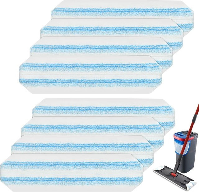 8er-Pack Mikrofaser-Wischmopp-Aufsätze Ersatz für Vileda H2pro Flachwischmopp-System in Weiß - Bild 1