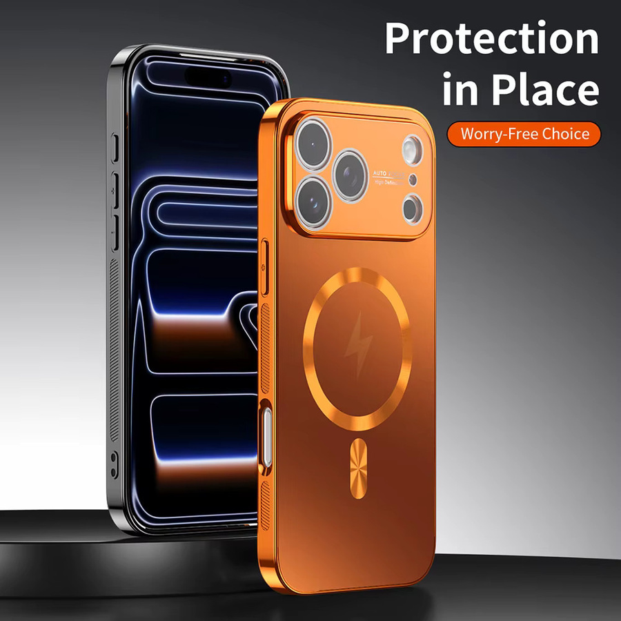 Magnetische iPhone Handyhülle mit MagSafe und Kameraobjektiv-Schutz in Orange - Bild 5