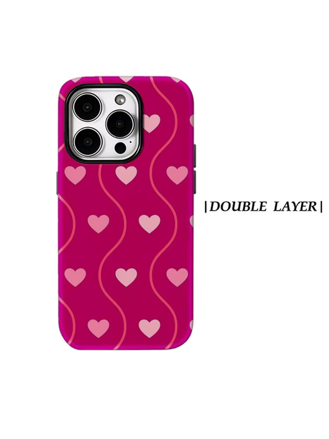 Potdemiel Handyhülle Fuchsia Wave & Heart für iPhone 17 16 15 14 13 Pro Max Plus, robuste doppelschichtige Hülle mit Magnetfunktion - Bild 5