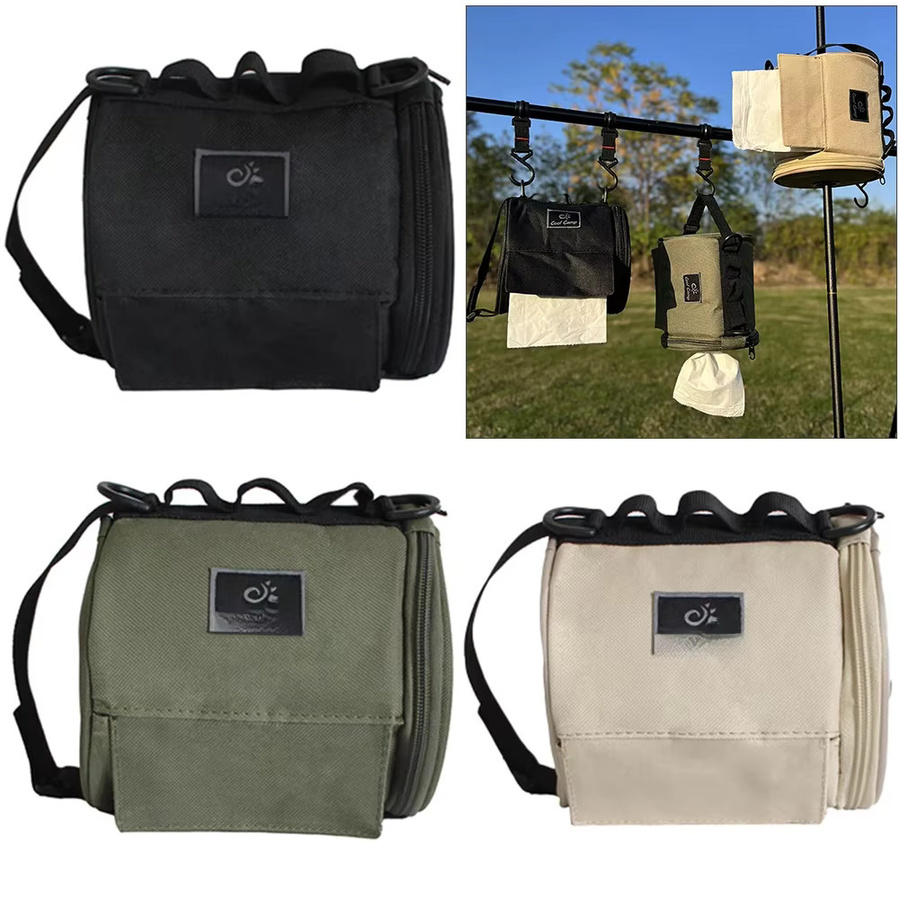 VKTECH Taschentuchhalter zum Aufhängen für Outdoor Camping und Picknick, Aufbewahrungsbox für Servietten und Toilettenpapier, Farben: Grün oder Schwarz - Bild 5