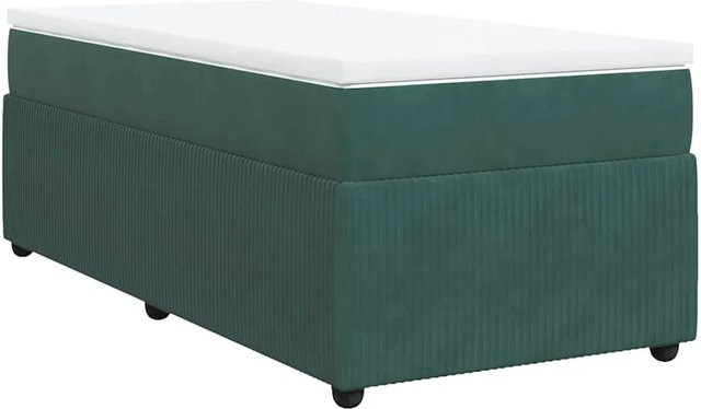 vidaXL Boxspringbett mit Matratze Dunkelgrün Samt Hybrid-Design mit Taschenfederkern B/T: 80 x 200 cm - Bild 1