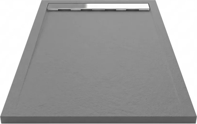 Mirlo Duschwanne Ribera aus Mineralguss extra flach, Anthrazit, B/T: 150 x 80 cm - Bild 1
