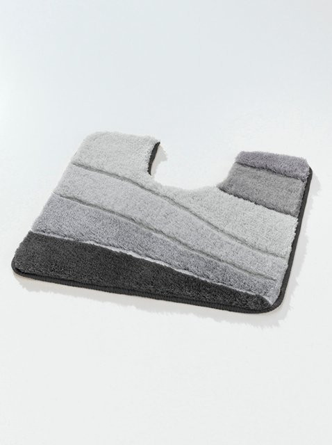 Badeteppich Kleine Wolke in Grau mit Streifenmuster und rutschfester Oberfläche aus Polyacryl - Bild 1