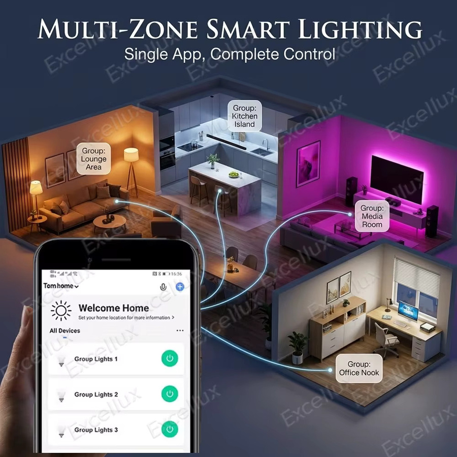 Excellux Zigbee Smart-Glühbirne E27 LED RGBCW mit Sprachsteuerung für Alexa und Home Assistant - Bild 4
