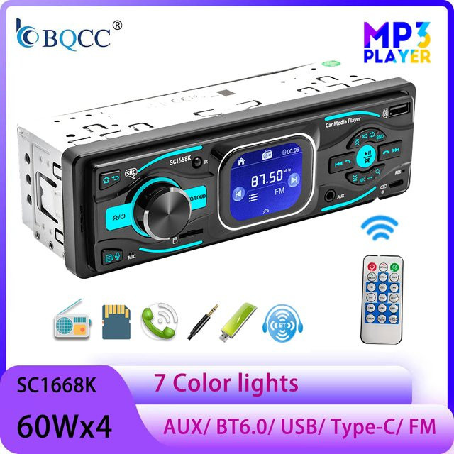 BQCC MP3 Autoradio mit Bluetooth, USB-C, FM und Sprachsteuerung, Schwarz - Bild 1