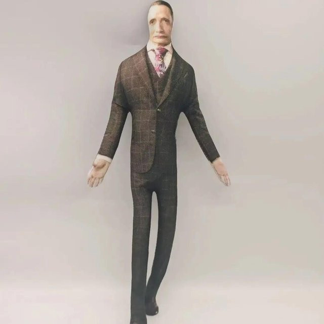 Yiran toy Hannibal Lecter Mads Mikkelsen Cosplay Plüschpuppe, zweiseitig wendbares Gesicht, grau, ab 18 Jahre - Bild 1