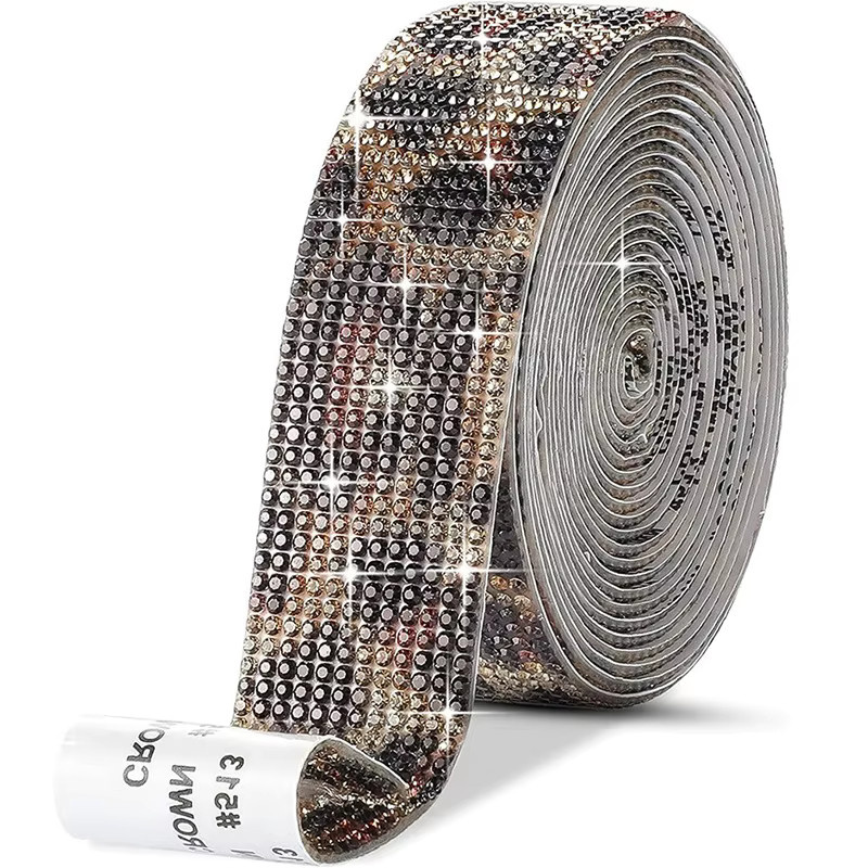OMZHIMO Selbstklebendes Strassband in Gold und Gelb für DIY-Kunsthandwerk, 1 Yard - Bild 2