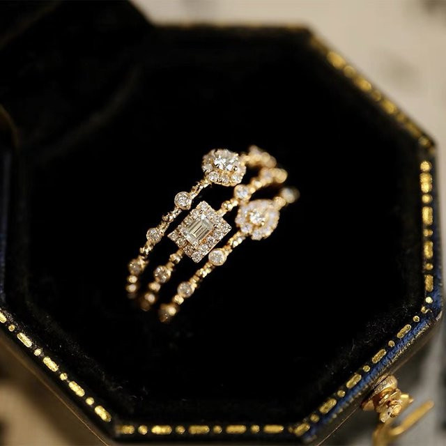 ZHOUYANG Ring, Goldfarbe, Zirkonia, Kristall, Damen - Bild 1