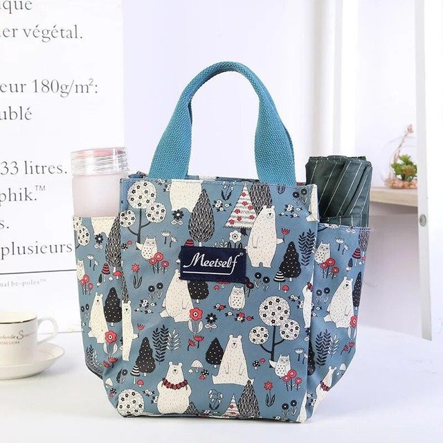 Isolierte Lunchtasche Weft als tragbare Picknick-Bento-Box in Grau und Blau - Bild 1