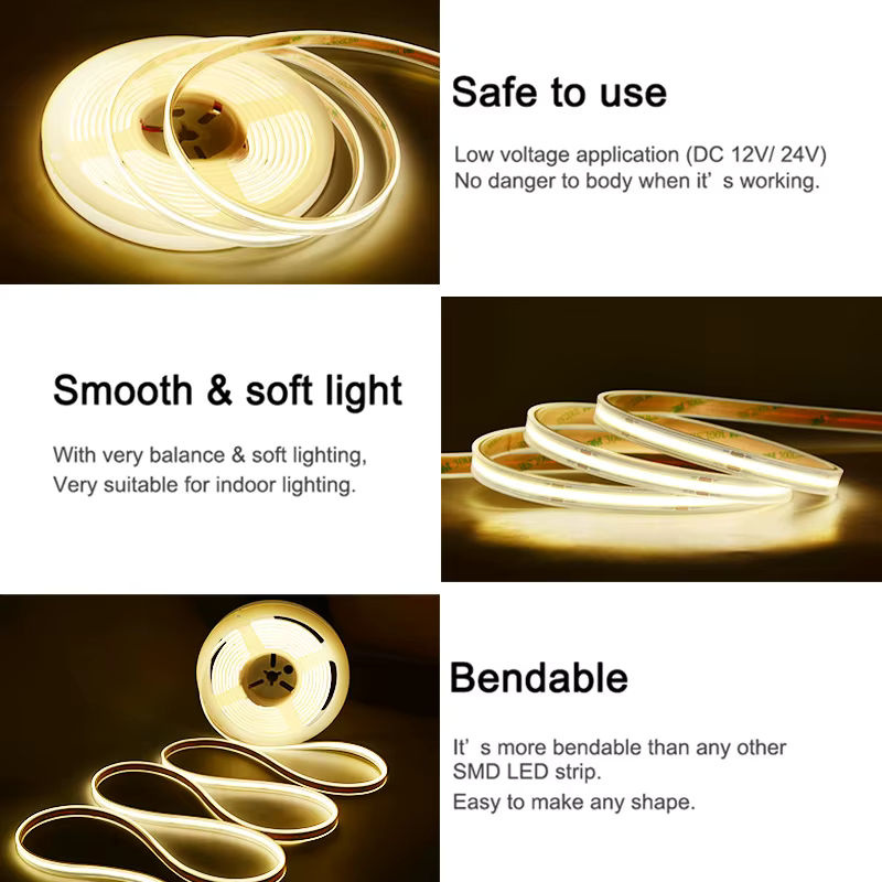 COXO COB-LED-Streifenlicht IP67 Wasserdicht, 480 LEDs/m, flexibles LED-Band mit hoher Dichte, Ra90, DC24 V - Bild 3
