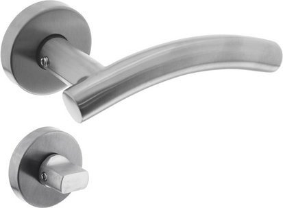 Intersteel Türdrücker gebogen in Edelstahloptik Silber mit WC-Funktion und 8 mm Stift - Bild 1