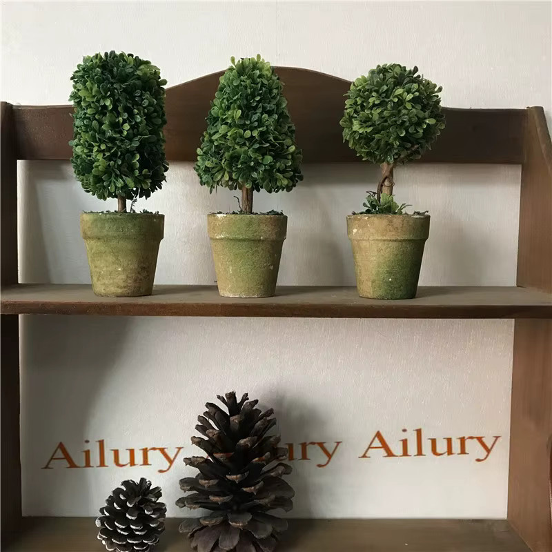 Ailury Künstlicher Bonsai Baum in Grün, kleine simulierte Pflanze im Topf für die Tischdekoration, Höhe: 15 cm - Bild 2