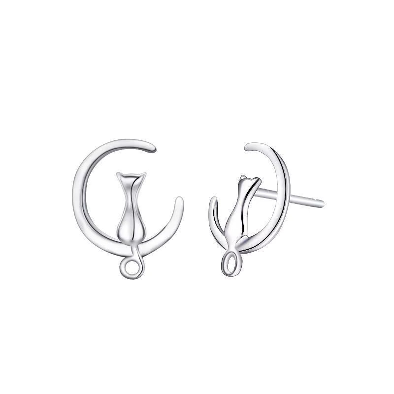 GaGa-Duck Ohrstecker 925 Sterlingsilber, Katze auf dem Mond, Damen - Bild 5