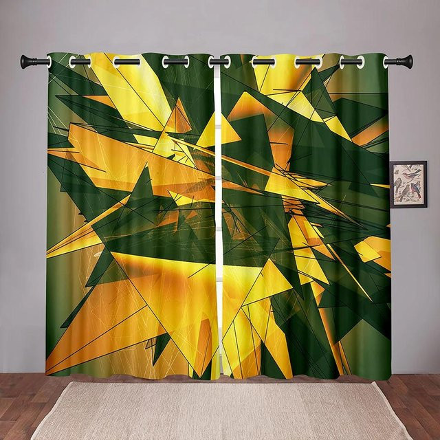 Yiran Furniture Blackout Fenstervorhang mit Grafikmuster in Schwarz und Multicolour, Breite: 55 cm, Höhe: 120 cm - Bild 1