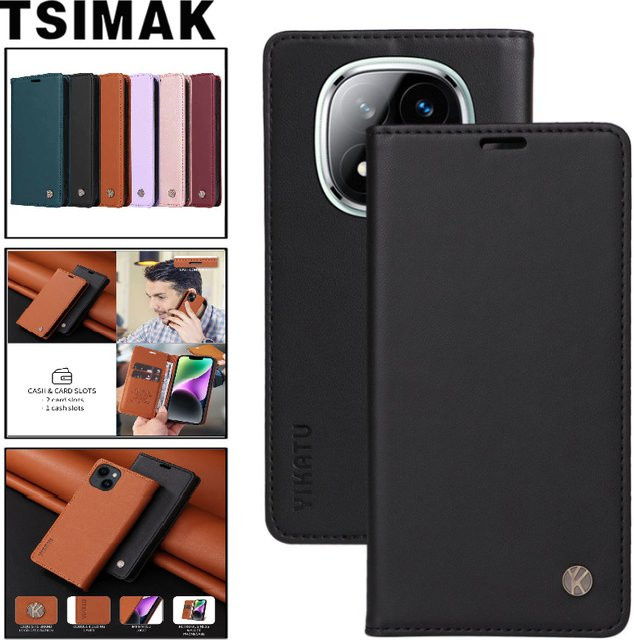 Xiaomi Leder Flip Case Brieftasche mit Magnet für Redmi Note 14 Pro Plus, Redmi Note 14 4G/5G und Redmi 14C in Blau - Bild 1