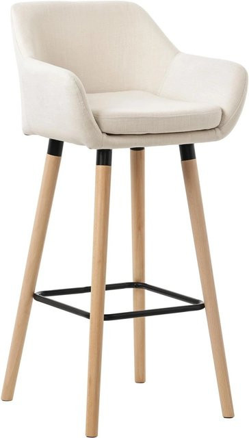 DELUKE Barhocker MIRID Barstuhl mit Lehne aus Stoff in Beige, B/T/H: 51 x 50 x 101 cm - Bild 1