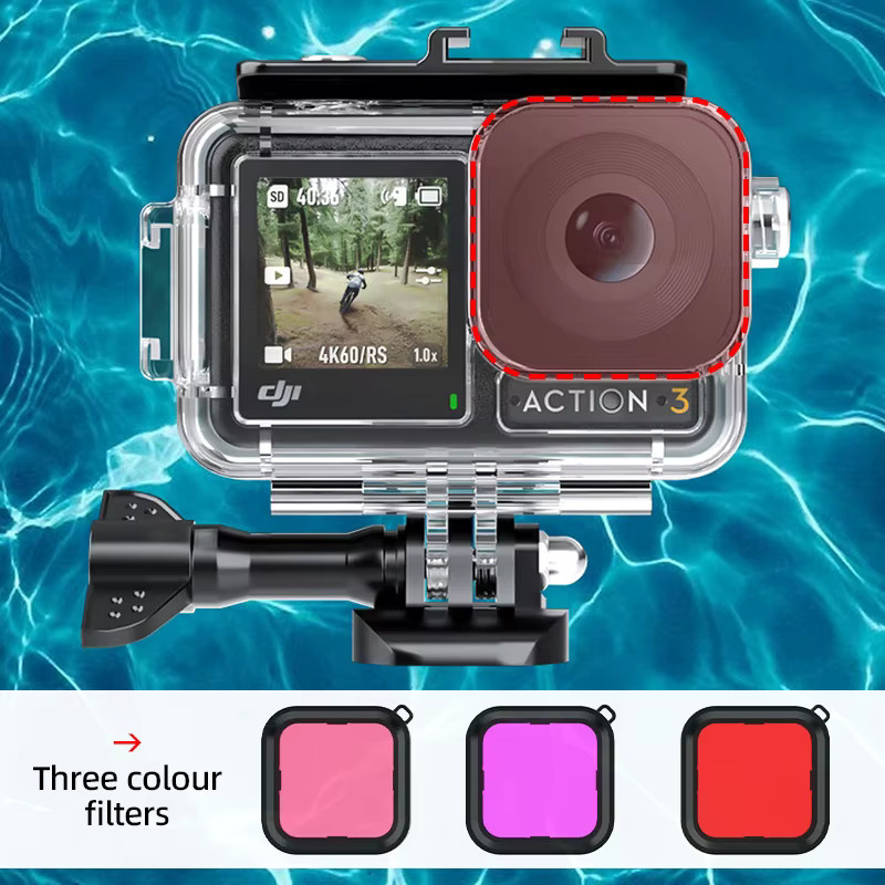 DJI Wasserdichtes Gehäuse für OSMO Action 5, Action 4 und Action 3, Unterwassertauchen bis 40 m, transparente Schutzhülle mit Filter - Bild 2
