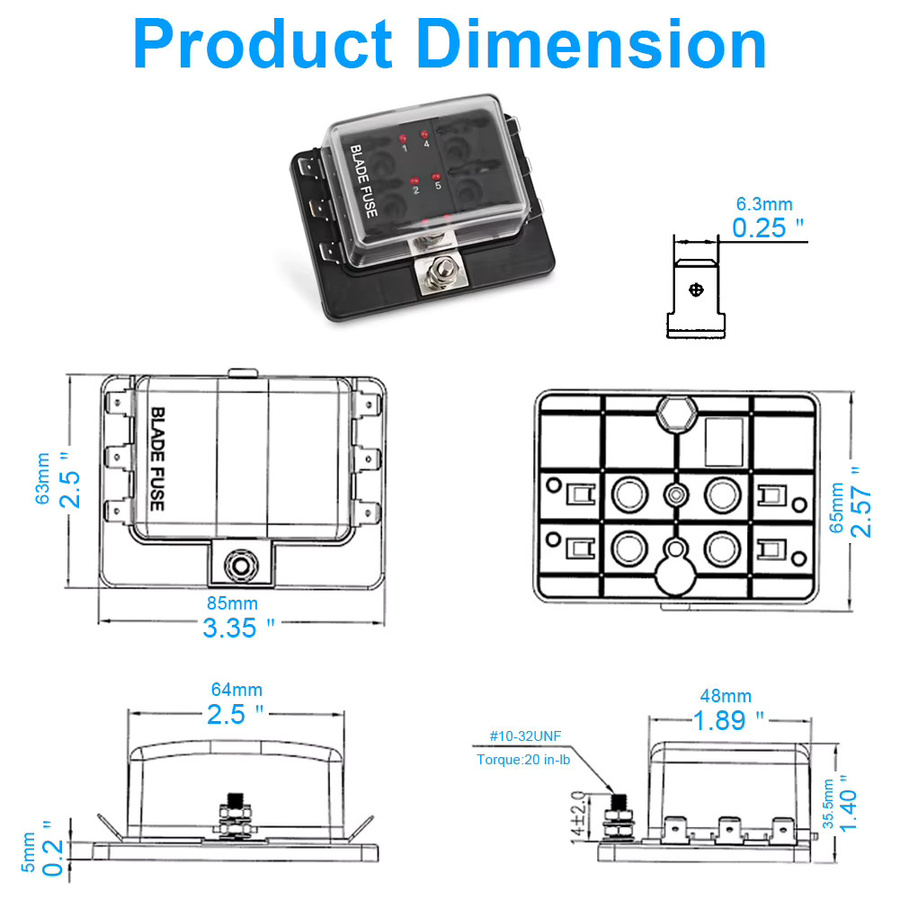 Universal 6-Wege Sicherungsblock für Standard Blade Sicherungen 12V in Schwarz für Auto und Marine - Bild 3