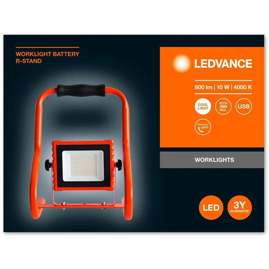 Ledvance LED-Arbeitslicht Worklight mit Akku, 10W, 800lm, Kaltweiß - Bild 2