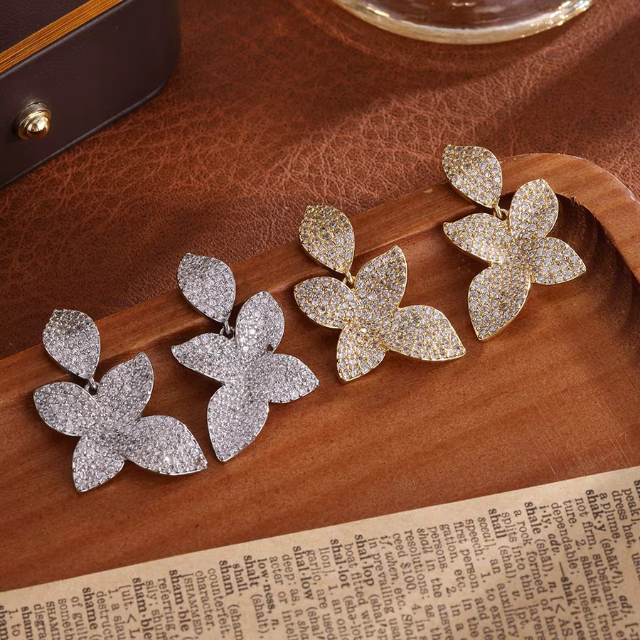 Rakol Ohrringe, Blatt Blume, Zirkonia, Silber, Damen - Bild 1