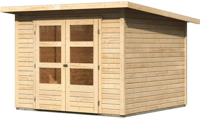 Karibu Holz-Gartenhaus Sitten in Natur mit Pultdach und modernem Design, B/T: 242 x 242 cm - Bild 1