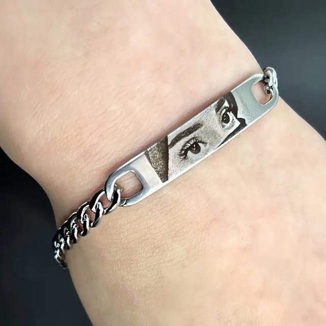 Armband Edelstahl, Silber, Personalisiert, Unisex - Bild 1