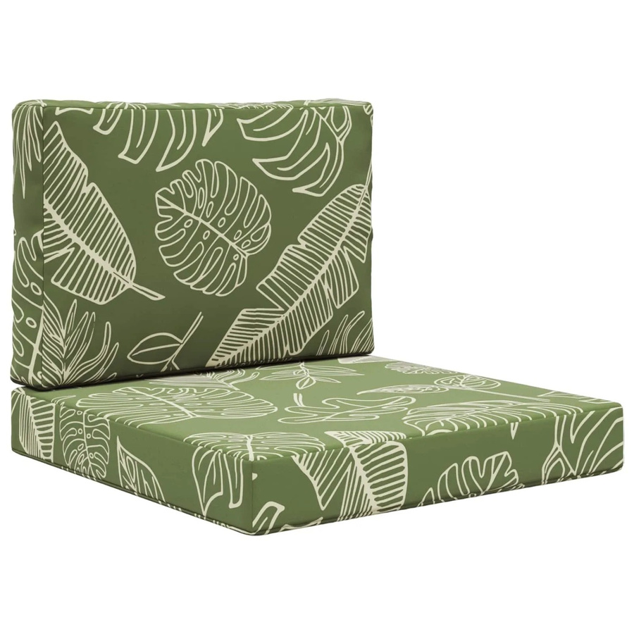 vidaXL Sofakissen für Draußen 2-teiliges Set mit Blattdesign in Grün aus Polyester, B/T/H: 60 x 60 x 60 cm - Bild 2